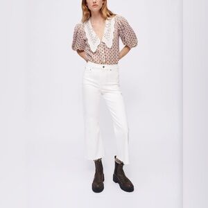 Maje White Raw Hem Flare Jeans Size XS